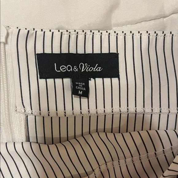 Lea & Viola Black and White Striped Off-Shoulder Blouse - Picture 2 of 10